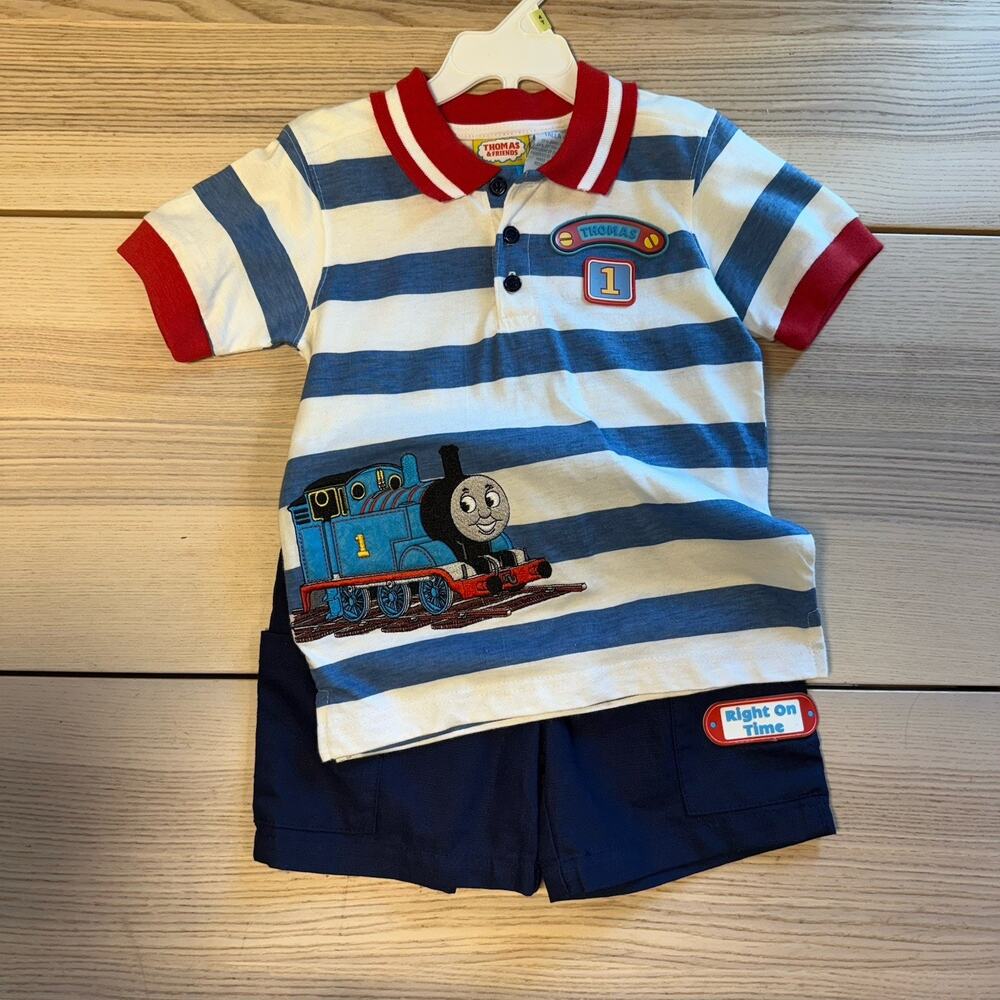 Vintage Y2K Thomas & Friends Outfit Thomas Tank Engine T Shirt & Shorts 4T